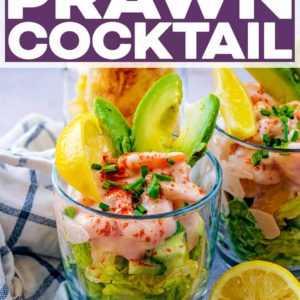 The ultimate prawn cocktail with a text title overlay.