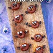 Halloween donut bats with a text overlay title.