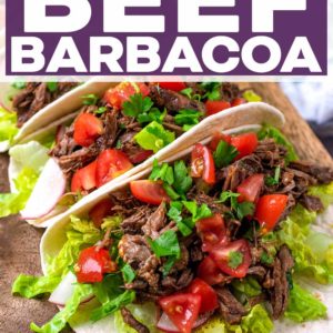 Slow Cooker Beef Barbacoa with a text title overlay.