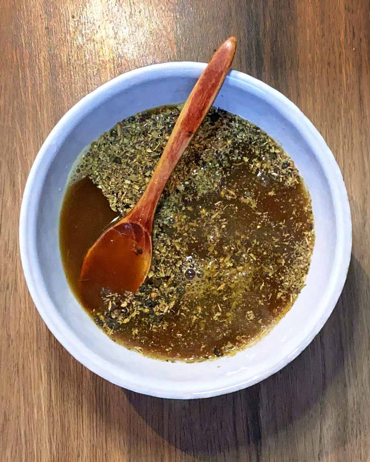 Barbacoa marinade in a small mixing bowl.