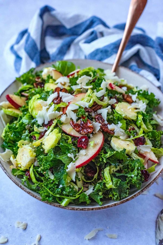 Kale And Brussels Sprout Salad - Hungry Healthy Happy