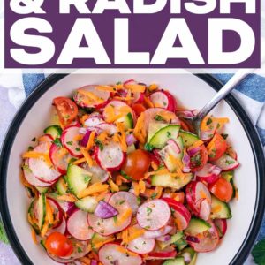 Cucumber and Radish Salad with a text title overlay.