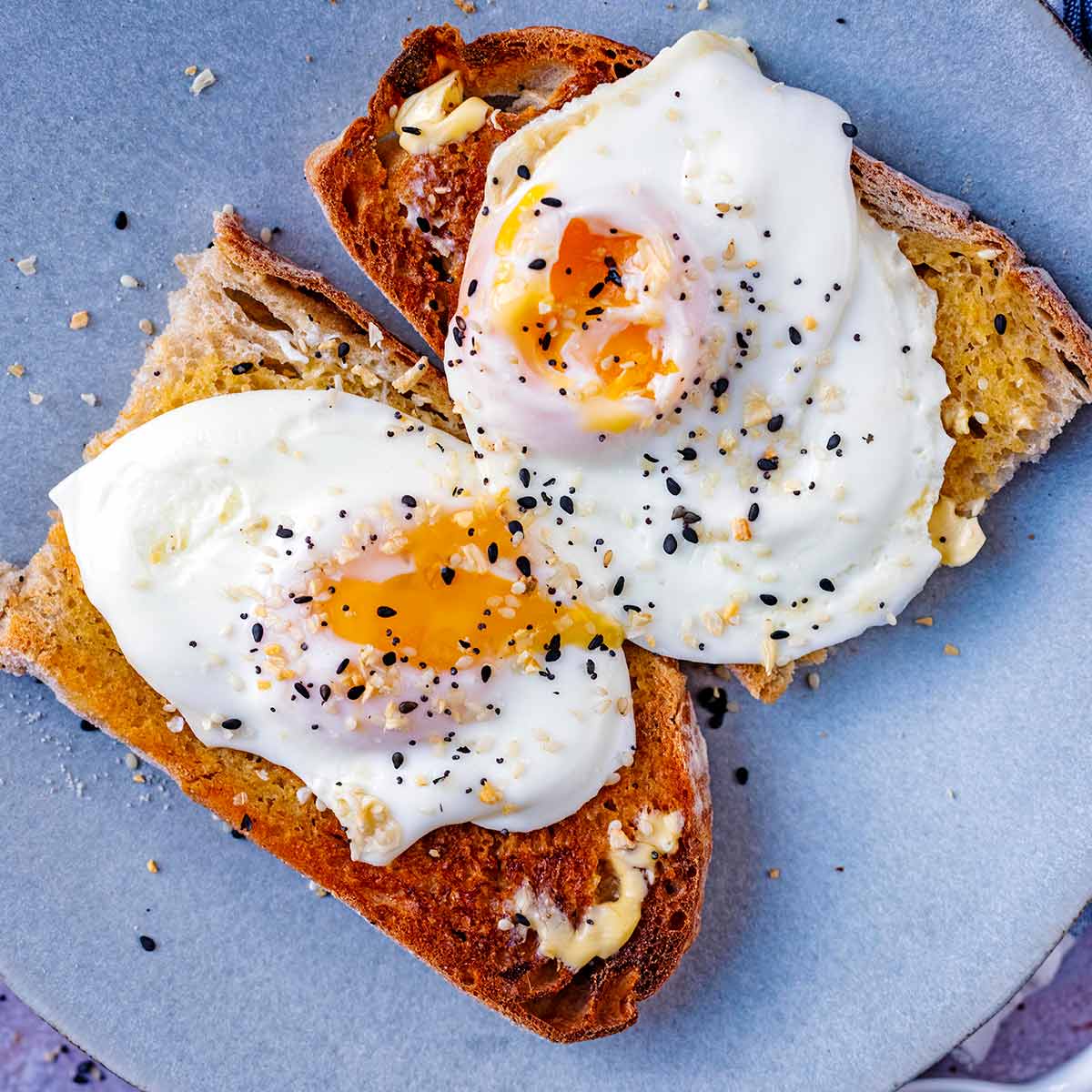 Microwave Fried Eggs - Hungry Healthy Happy