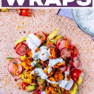 Spiced Paneer Wraps with a text title overlay.