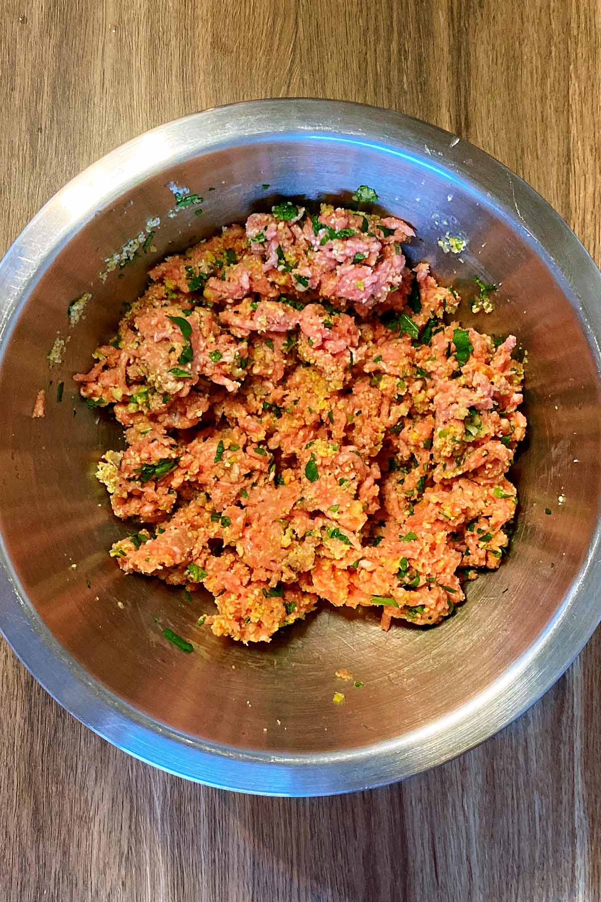 Everything mixed together in the bowl.