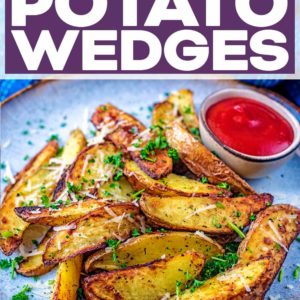Air Fryer Potato Wedges with a text title overlay.