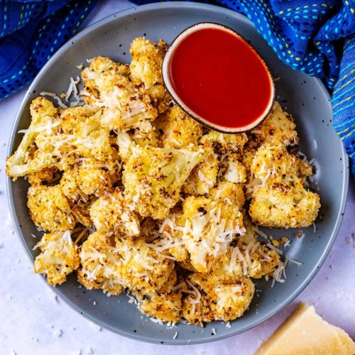 Cheesy Cauliflower Nuggets - Hungry Healthy Happy