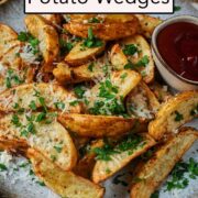 Garlic Potato Wedges with a text title overlay.