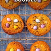 Mini Egg cookies with a text overlay title.