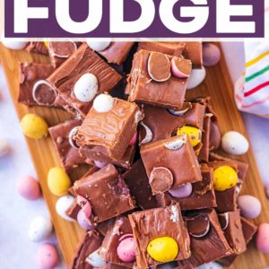 Mini Egg Fudge with a text title overlay.