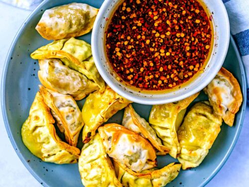 A plate of air fryer gyoza.