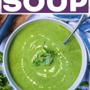 Watercress soup with a text title overlay.