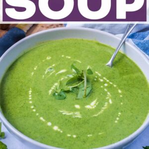 Watercress soup with a text title overlay.