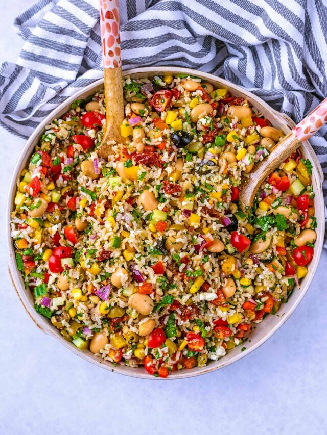 Mediterranean Rice Salad web story - Hungry Healthy Happy