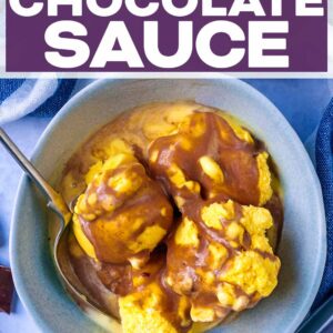 Easy Chocolate Sauce with a text title overlay.