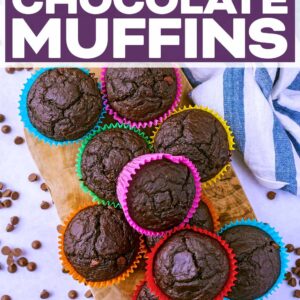 Healthy Chocolate Muffins with a text title overlay.