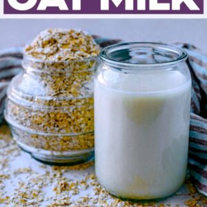 Oat milk with a text title overlay.