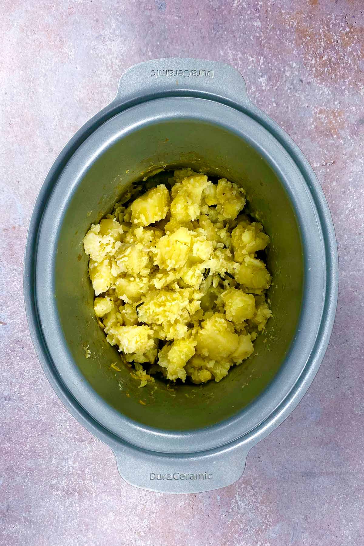 Cooked potatoes in a slow cooker.