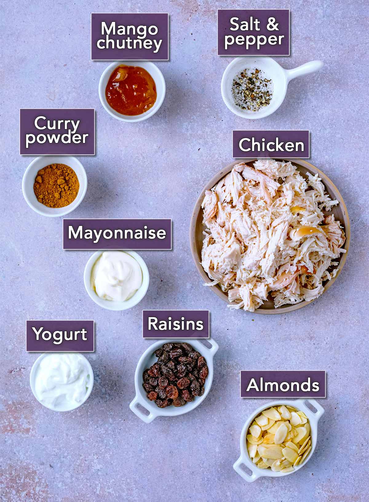 All the ingredients needed for this recipe with text overlay labels.