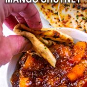 Mango chutney with a text overlay title.