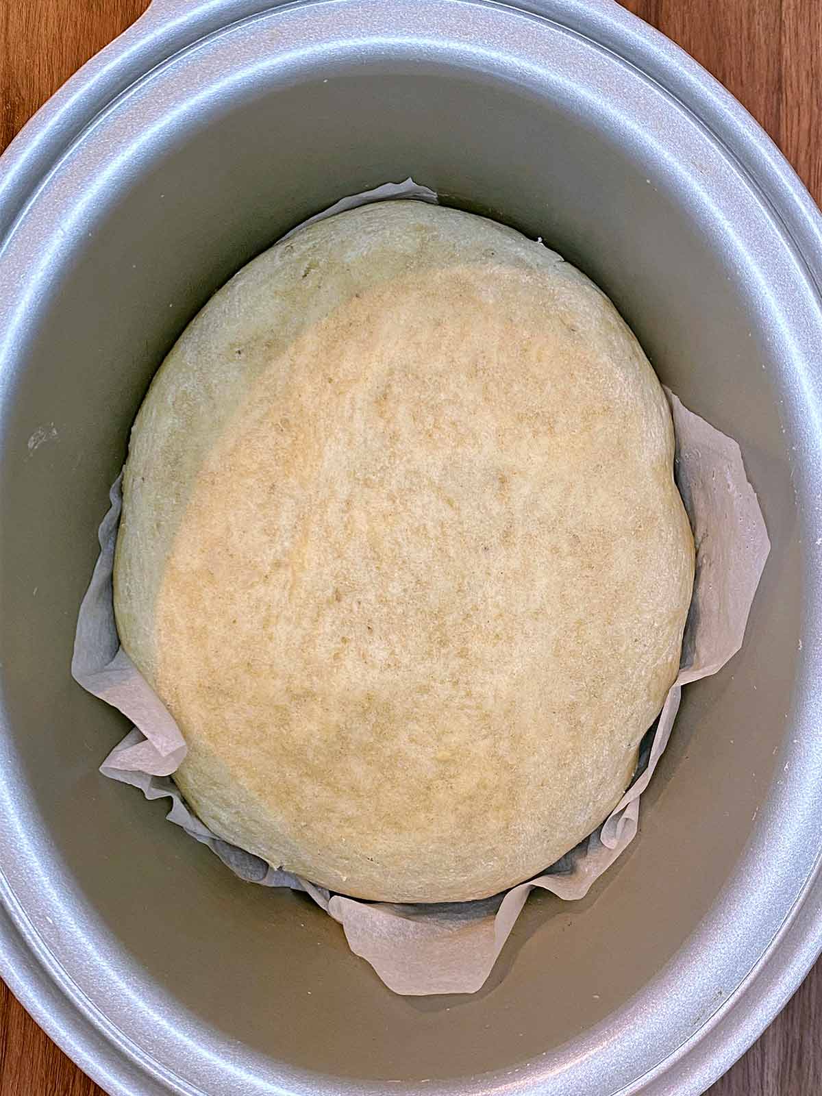 Cooked bread in a slow cooker.