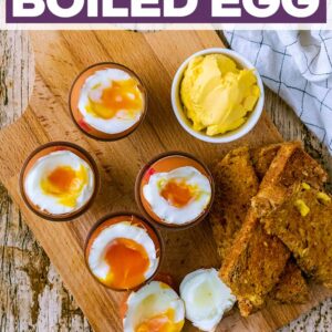 Air fryer boiled eggs with a text title overlay.