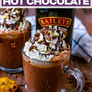 Baileys hot chocolate with a text title overlay.