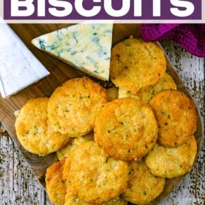 Cheese biscuits with a text title overlay.