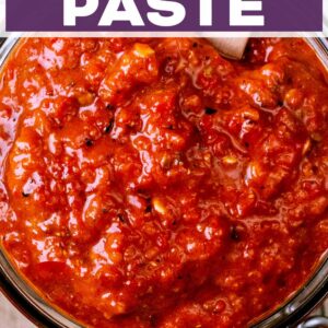 Harissa paste with a text title overlay.