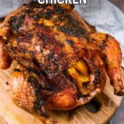 Christmas chicken with a text title overlay.
