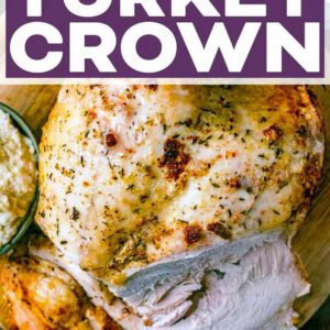 Slow cooker turkey crown with a text title overlay.