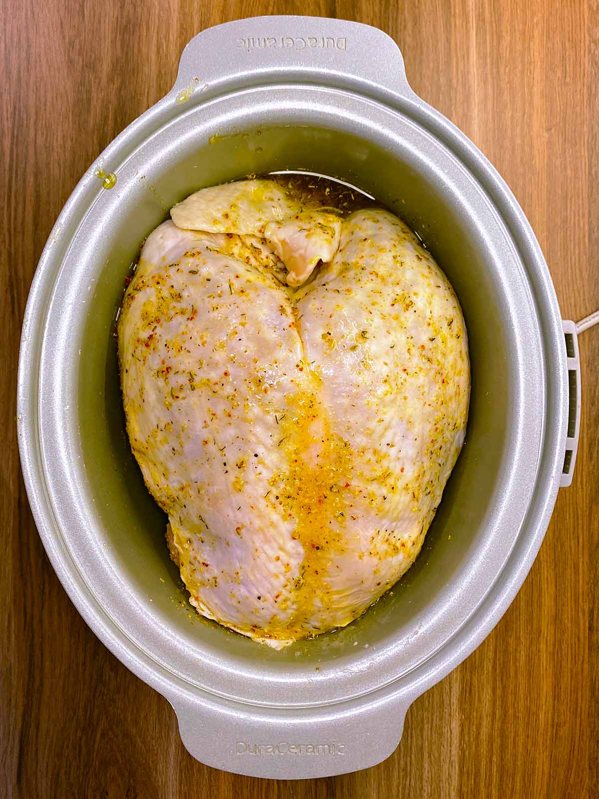 Turkey crown in the slow cooker.