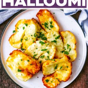 Air fryer halloumi with a text title overlay.