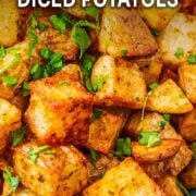 Air Fryer Diced Potatoes with a text overlay title.