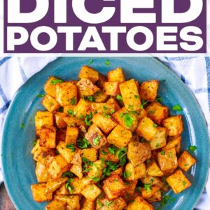 Air Fryer Diced Potatoes with a text title overlay.