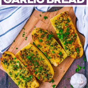 Air Fryer Garlic Bread with a text title overlay.
