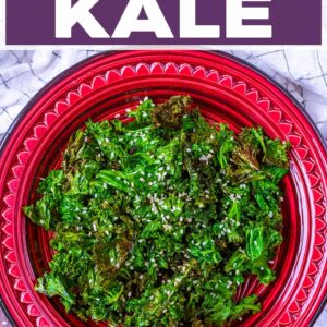 Air fryer kale with a text title overlay,