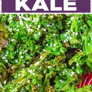 Air fryer kale with a text title overlay,