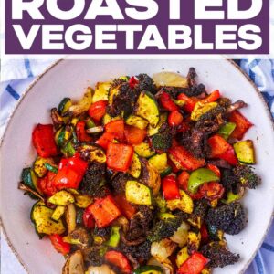Air Fryer Roasted Vegetables with a text title overlay.