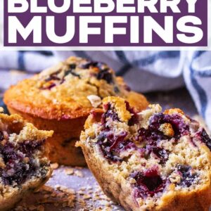 Healthy Blueberry Muffins with a text title overlay.