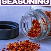 Burger seasoning with a text title overlay.