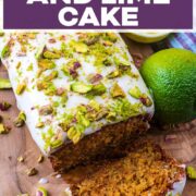 Courgette and lime cake with a text title overlay.