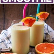 Grapefruit smoothie with a text title overlay.