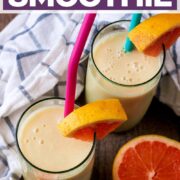 Grapefruit smoothie with a text title overlay.