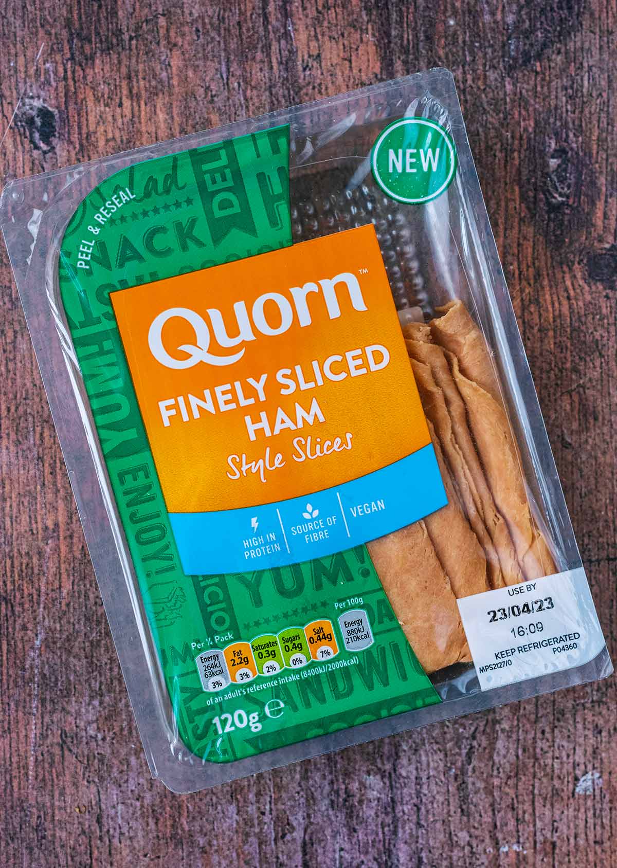 A pack of Quorn finely sliced ham.