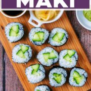 Cucumber maki with a text title overlay.