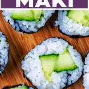 Cucumber maki with a text title overlay.
