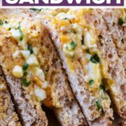 Egg and cress sandwich with a text title overlay.