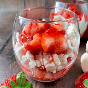 Healthy Eton mess in a serving glass.
