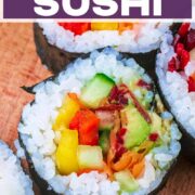 Rainbow Sushi with a text title overlay.